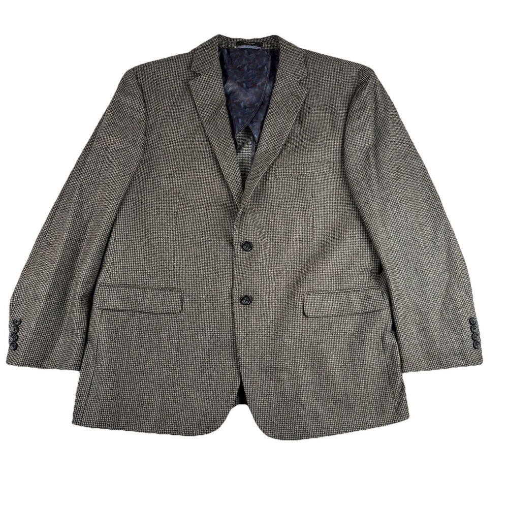 Marzoni Mens Dark Gray Houndstooth Blazer Tweed Wool Academia 48 Made in Italy